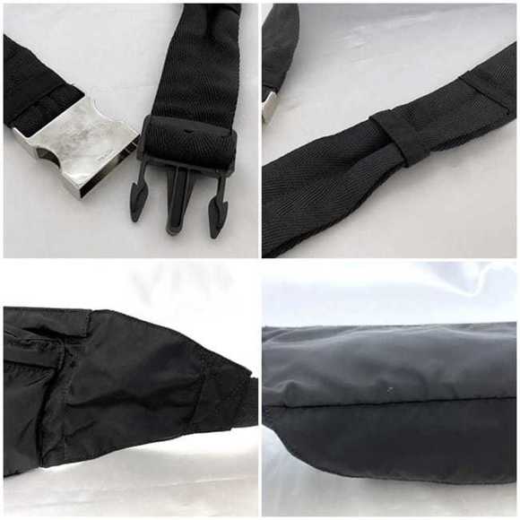 Prada Body Bag Black Tessuto 2VL132 Belt Nylon PRADA Triangle Plate Waist Pou... - Picture 9 of 10